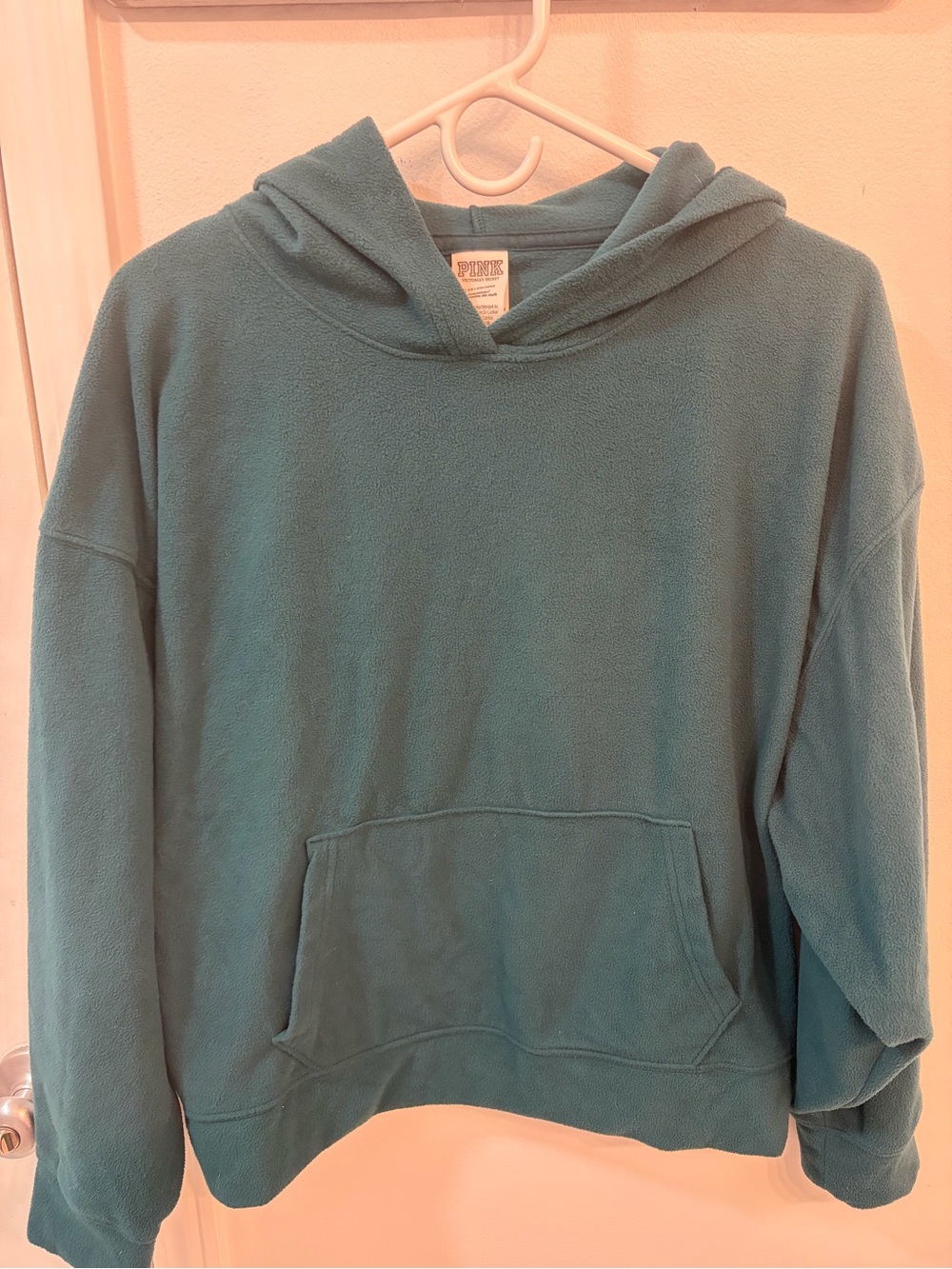 PINK Victoria's Secret Teal Fleece Hooded Pullover